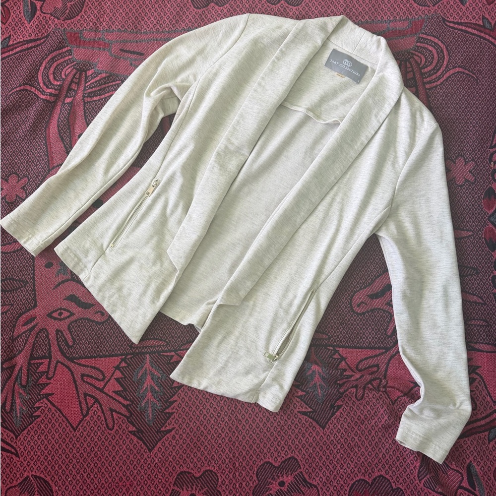 Tart Collections Heather Light Gray Knit Open Cardigan